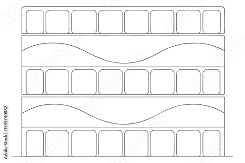 Stylized minimalist pattern with geometric blocks and smooth curves, perfect for architectural, interior design, and abstract art projects