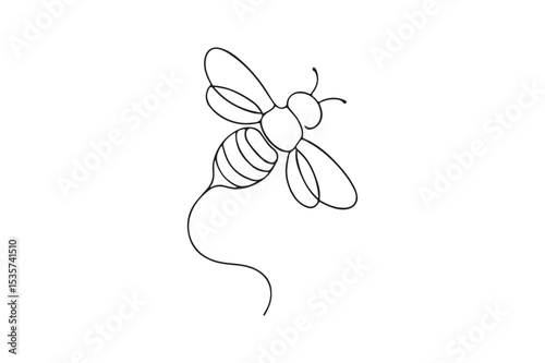 Bee Flying continuous one line drawing minimalism design