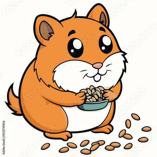 Hamster stuffs seeds into cheeks full pet rodent eating food