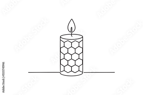 Bee Wax Candle continuous one line drawing minimalism design