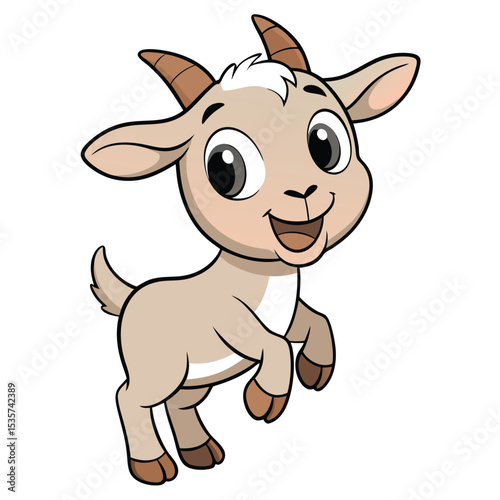 Baby goat rears up on hind legs playful farm animal standing