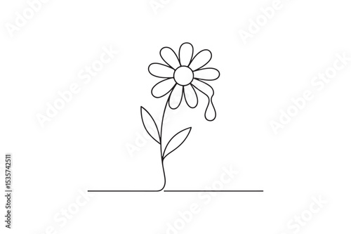 Flower with Nectar continuous one line drawing minimalism design