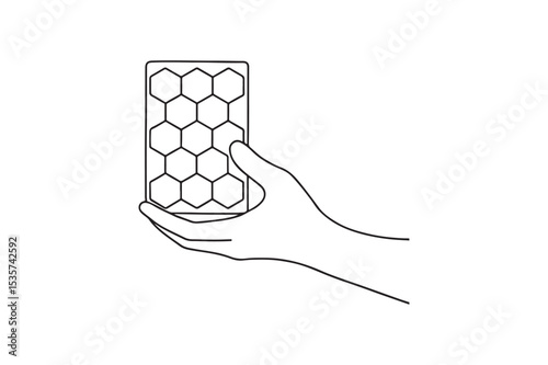 Hand Holding Honeycomb continuous one line drawing minimalism design