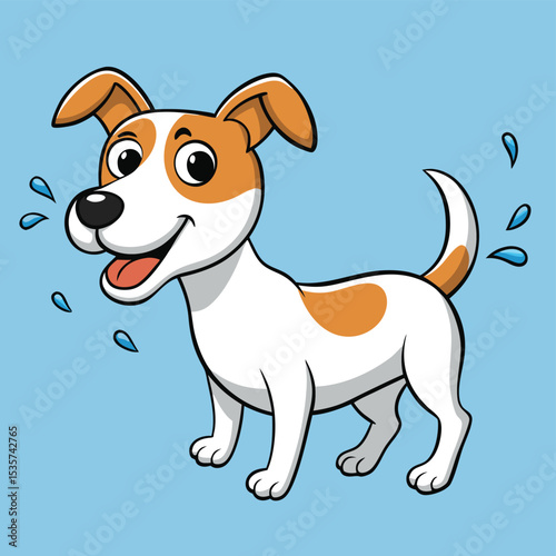 Jack russell terrier dog shakes body mid motion playful pet action