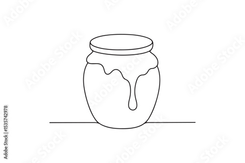Honey Dripping Jar continuous one line drawing minimalism design