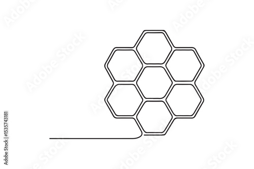 Honeycomb Pattern continuous one line drawing minimalism design