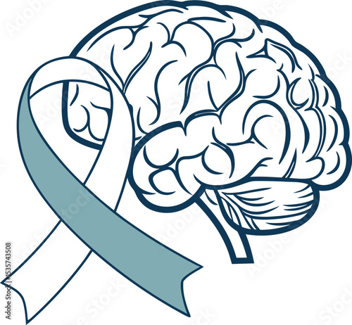 Mental health awareness ribbon vector illustration isolated on white background.