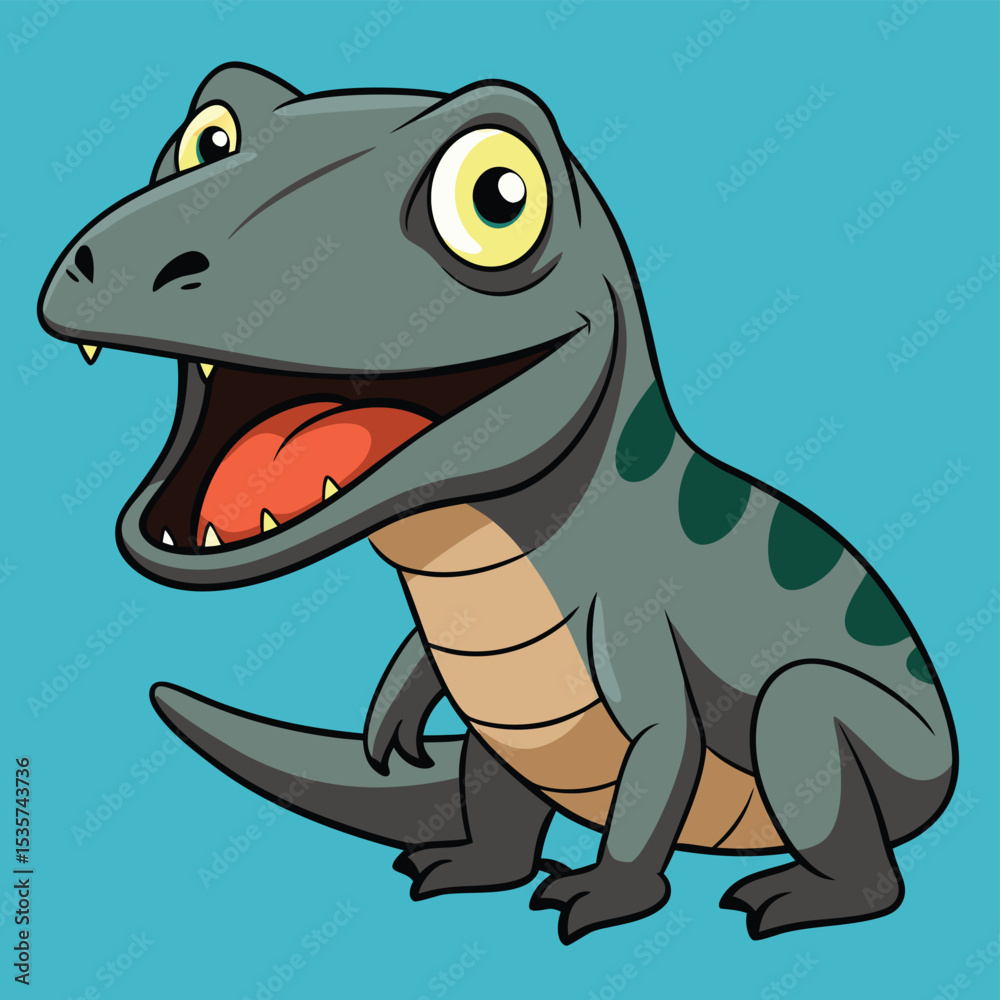 Obraz premium Komodo dragon mouth open showing teeth large lizard reptile powerful