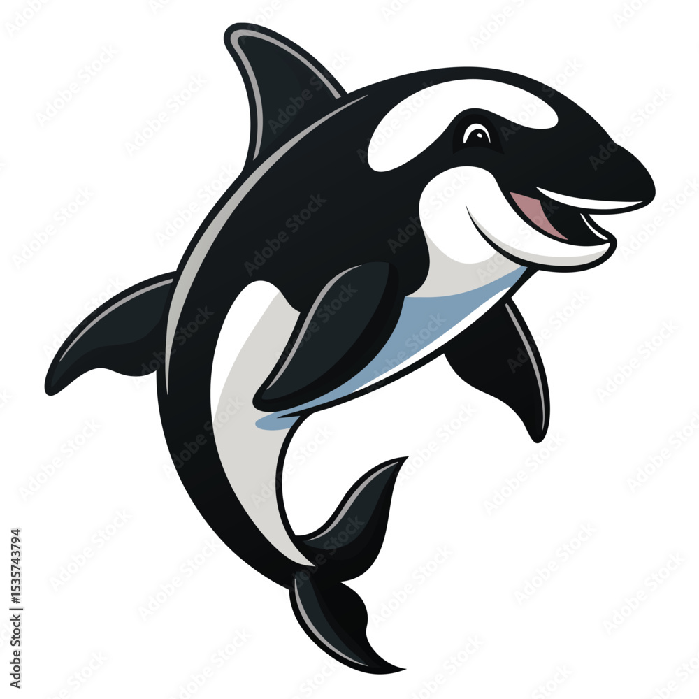 Orca whale jumps high black and white pattern ocean powerful splash Orca whale jumps high black and white pattern ocean powerful splash
