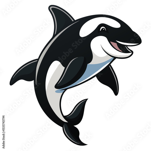 Orca whale jumps high black and white pattern ocean powerful splash