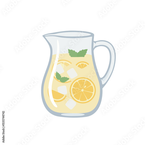 Glass Pitcher with Lemonade, Ice and Mint Icon