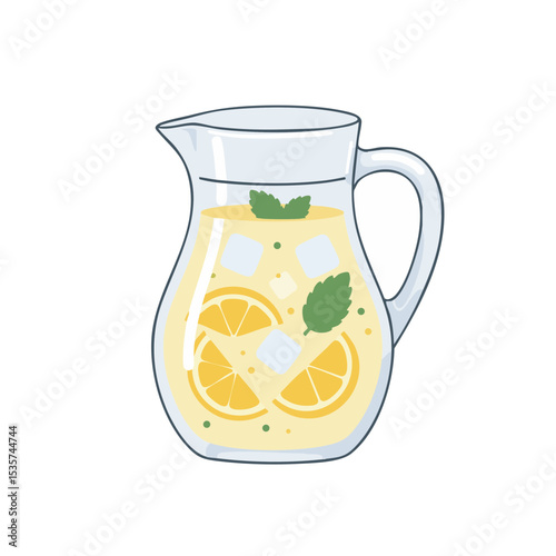 Glass Pitcher with Lemonade, Ice and Mint Icon