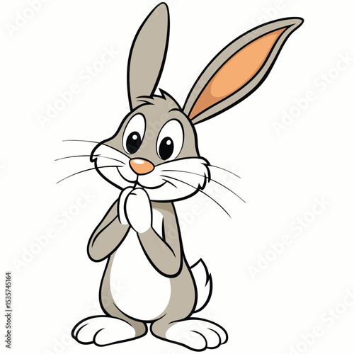 A shy rabbit, twitching its nose, ears upright, a charming and alert creature of the wild, symbolizing innocence and quick senses.