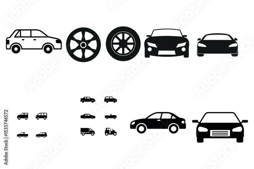 Vector Illustration of Various Vehicle car Icons