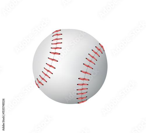 Baseball ball 3D render vector illustration. Baseball sport playing equipment. Inventory for outdoor games. Baseball