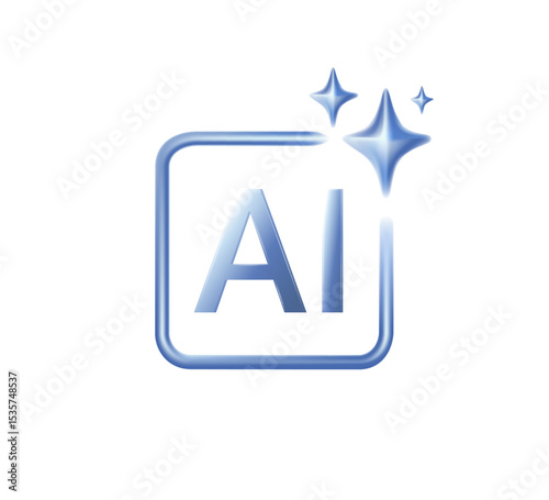 AI icon 3D render vector illustration. Artificial Intelligence symbols. Artificial intelligence and machine learning
