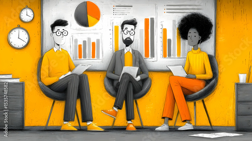 People Meeting Analyzing Charts and Graphs in Office