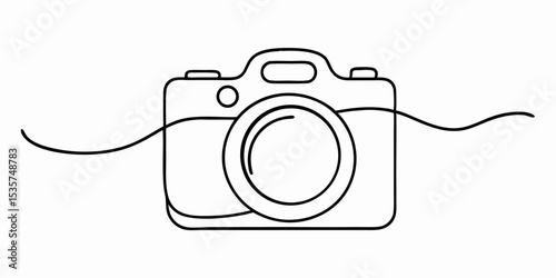 One Line Drawing Camera Icon, Simple Minimalist Photography Logo