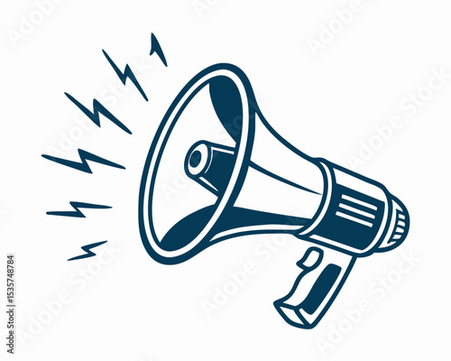 Vintage Megaphone Announcement Icon, Loudspeaker Graphic