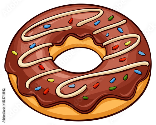 Cartoon chocolate frosted donut clipart, isolated 
