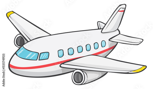 Cartoon passenger airplane illustration, isolated 
