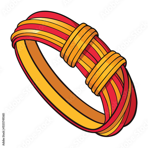 A single, vibrant silk thread bangle, intricately wrapped, symbolizing traditional Indian craftsmanship and colorful style.