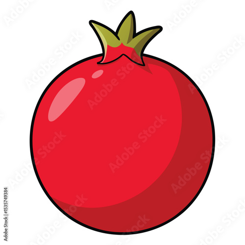A single, vibrant red pomegranate, whole, with a slight crown, symbolizing abundance and rich flavor in healthy eating.