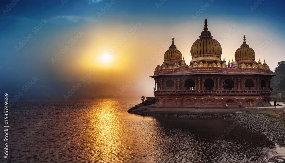 Obraz premium Beautiful Hindu Temple Background with Traditional Art and Design