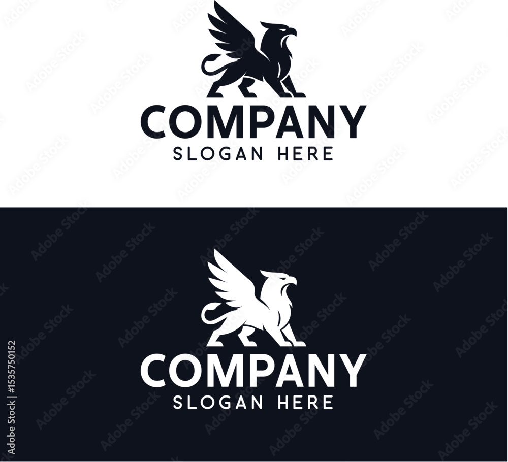 Fototapeta premium Griffin Logo Design. Mythical Winged Creature Symbol for Fantasy Brands, Games, or Luxury Businesses