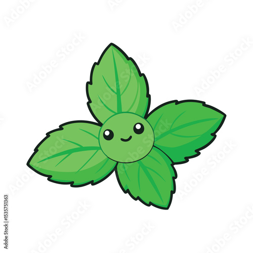 A small, vibrant green mint sprig, fresh and dewy, ready to add a cool, refreshing flavor to drinks and dishes.