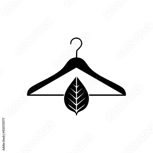 Eco-friendly fashion logo showing a hanger with a leaf, symbolizing sustainable clothing.


