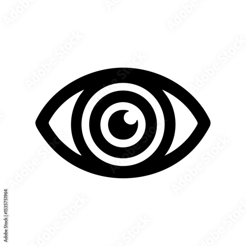 Vector icon of an abstract eye with concentric rings and central gaze, conveying emotion and perception.


