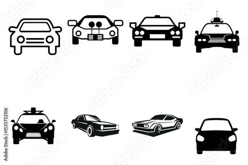 Vector Illustration of Various Vehicle car Icons