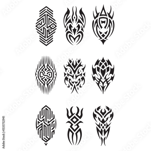 A seamless set of floral vector elements and black and white leaf patterns for autumn nature design and decoration tatoo