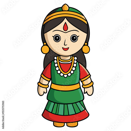 Charming traditional Indian doll, for example from Kondapalli, showcasing cultural heritage.