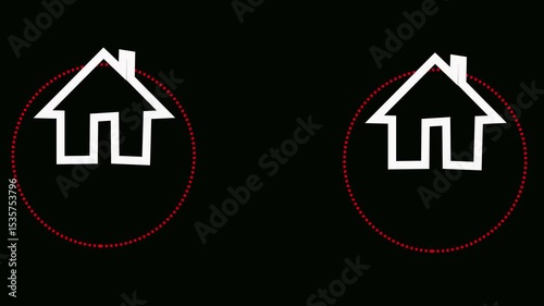 White line House icon isolated on black background. Real estate agency or cottage town elite class. 4K Video motion graphic animation