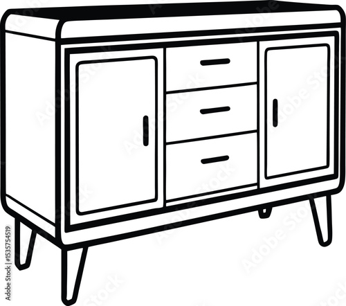 set of furniture  black silhouette on white background