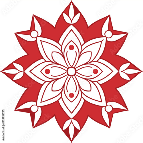 A traditional Kolam Rangoli design, a simple yet intricate pattern for decoration.