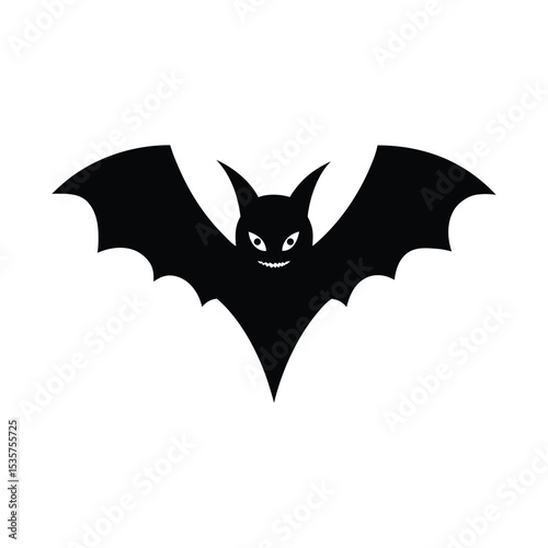 a black and white vector illustration of halloween bat on white background.eps