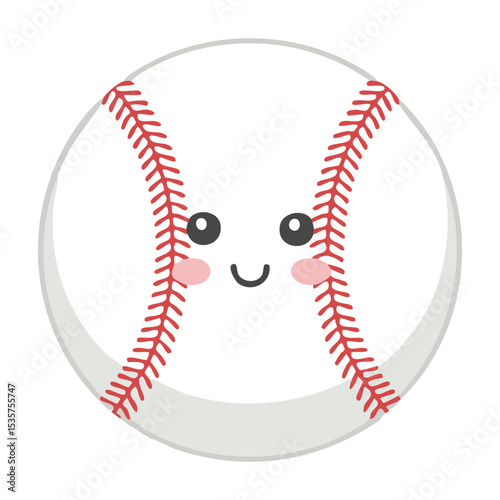A cheerful baseball ball with a smiling face. It's a playful and friendly design