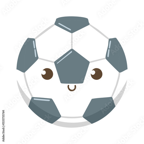 Cute soccer ball character with smiling face and big eyes. It's a design of a soccer ball for kids or fun. It will bring happy and cheer
