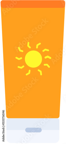 Minimal Sunscreen Bottle – Flat Summer UV Protection Icon