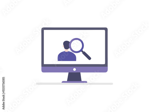 Online Web Search browser page on PC monitor. UI Vector illustration Concept. Search engine research