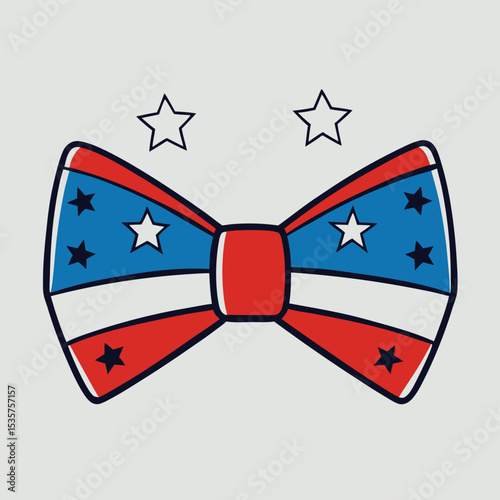 Stylish bowtie in patriotic colors with stars, a fashionable accessory for American celebrations and events