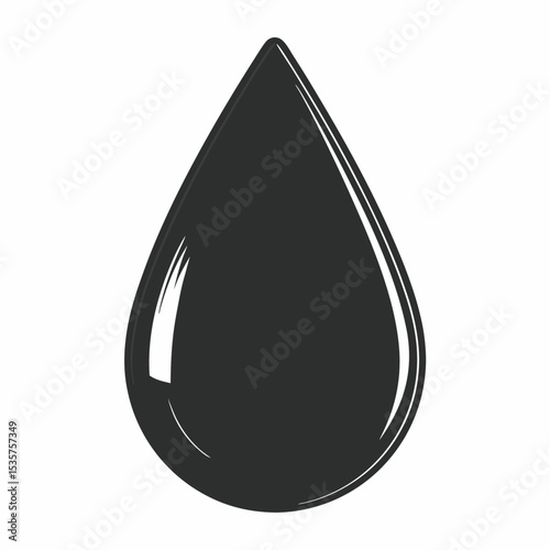 Black blood drop icon in glossy flat style