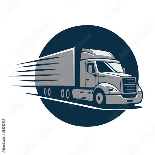 Colorful vector illustration of a delivery truck with a trailer, perfect for showcasing freight transportation and cargo shipping