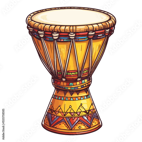 djembe drum no background vector illustration