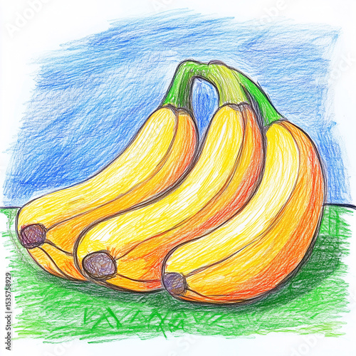 Crayon illustration of Bananas