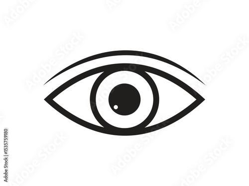 Eye icon vector illustration showing a human eye design with iris and eyelashes in cartoon style