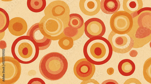 Seamless Retro Wallpaper with Circular Geometric Pattern in Warm Faded Tones – Vintage Mid-Century Design Background 